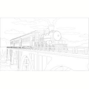 3d model train coloring page