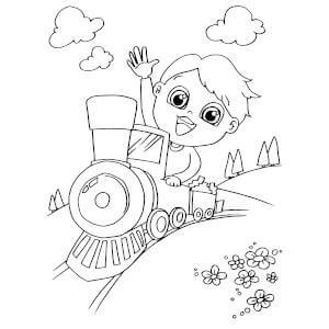 Little boy in a toy train